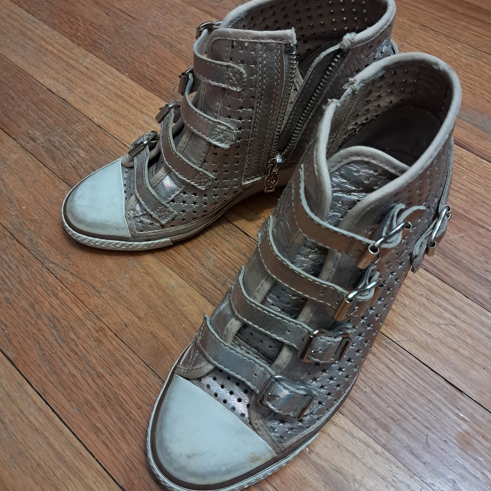 Ash Women's Metallic Silver Ankle Boots